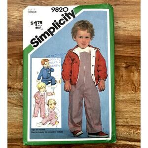 Vintage 1980s Simplicity 9820 Sewing Pattern Size 2 Overalls Jacket COMPLETE